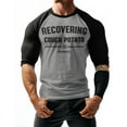 thumbnail image 2 of GYMISH RAGLAN Recovering Couch Potato Workout Gym T-Shirt – Funny Gym Shirt for Men, Men's Fitness Tee, Weightlifting & Bodybuilding Apparel, 2 of 6