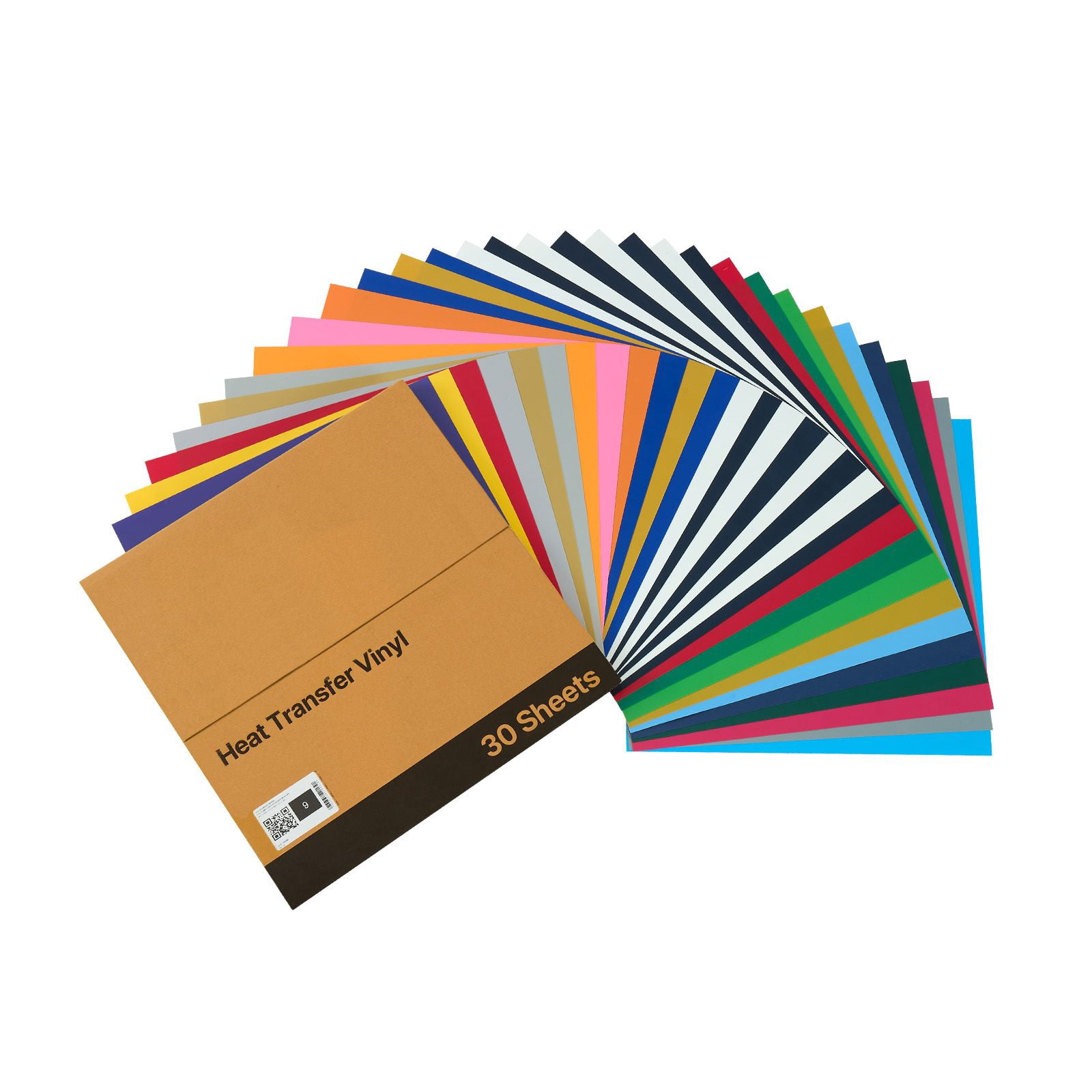 Heat Transfer Vinyl 30-Pack 12x12 Inch, Glossy Finish 22 Colors, PVC with Heat-Activated Adhesive, Strong Adhesion, Machine Compatible for T-Shirt and Fabric DIY