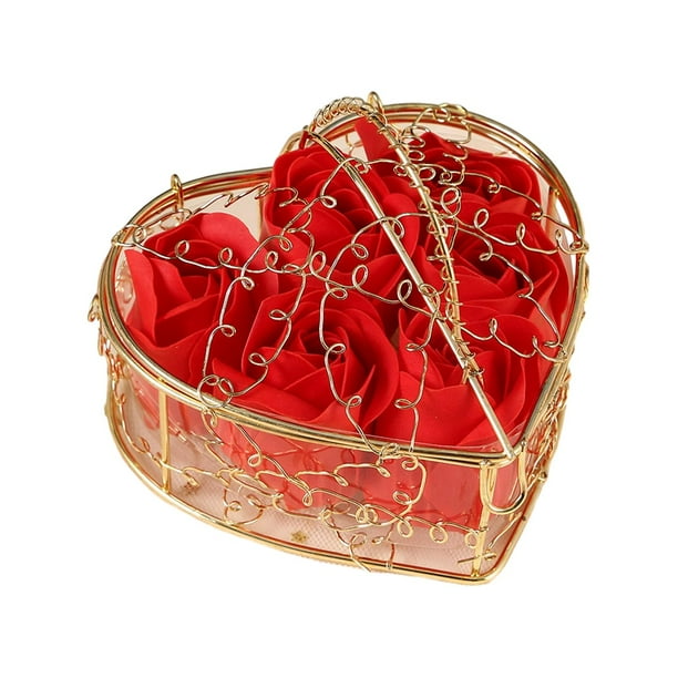 Jabón rosa flor artificial decoración del hogar regalo del día de San Valentín jabón de baño perfumado ornamento para su mamá cumpleaños aniversario Rojo