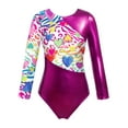 thumbnail image 3 of Rswnyirn Kids Girls Ballet Dance Leotard Shiny Metallic Gymnastics Yoga Bodysuit Rose Red 14, 3 of 6