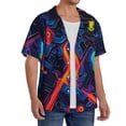 thumbnail image 2 of Xecao Neon City Map Men's Casual Short-sleeved Shirt, a button-up collared shirt with a pocket-XX-Large, 2 of 5
