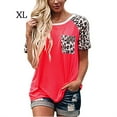 thumbnail image 1 of T-Shirt pour Femme à Col Rond avec Poche, Blouse Imprimée à Manches Courtes, Haut Ample, Haut, Rouge, TG, 1 of 3
