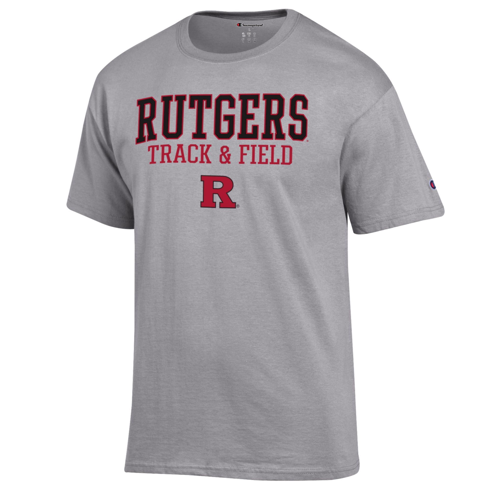 Men's Champion  Gray Rutgers Scarlet Knights Track & Field Stack T-Shirt
