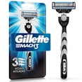 thumbnail image 1 of Rastrillo Gillette Mach3 con 3 Hojas para Rasurar la Barba al Ras, 1 pza, 1 of 5