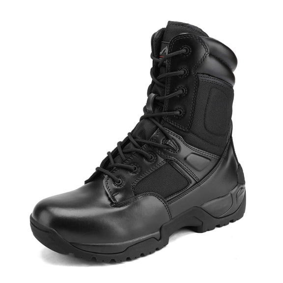 Botas tácticas de trabajo para hombre NORTIV 8 de cuero con cierre lateral negras talla 8