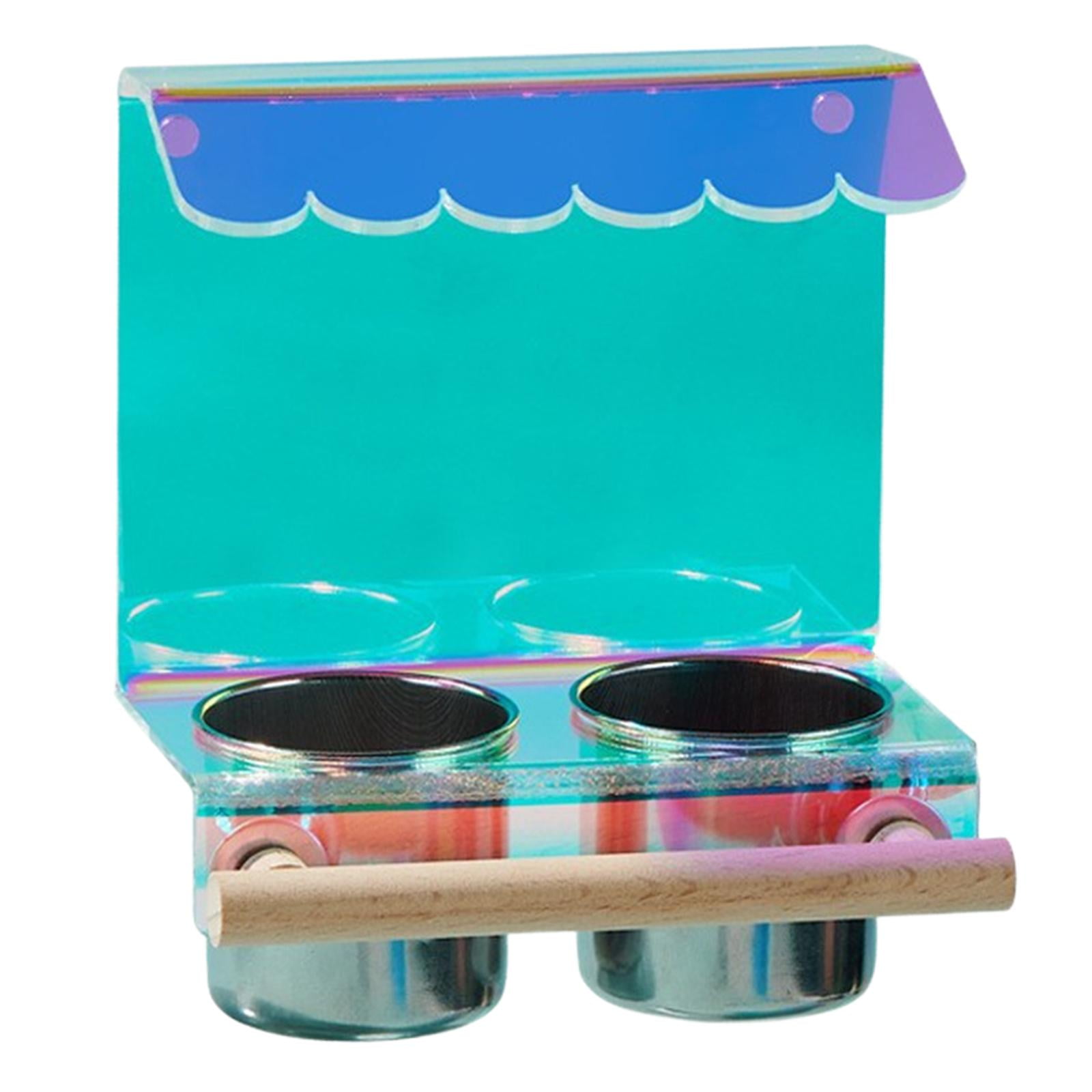 Parrot Play Stand Bar Chewing Toys Supplies Platform Arcylic Gym Stand Bird Play Stand Table Playstand for Indoor Outdoor Finch Lovebirds A with Bowls