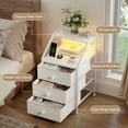 thumbnail image 3 of GUNAITO Led Nightstand Set of 2 with Charging Station Side Table with 3 Drawers End Table with Open Shelf Bedside Table with USB Ports and Outlets Nightstand for Bedroom,White, 3 of 10