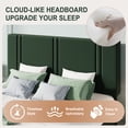 thumbnail image 3 of Amolife King Bed Frame, Platform Bed with Upholstered Velvet Adjustable Headboard, Wooden Slats, Easy Assembly, Green, 3 of 9