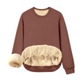 thumbnail image 1 of Qucoqpe - Camiseta de manga larga con cuello redondo para mujer, sudadera cálida de invierno con forro polar, blusa informal de color liso, blusas, blusas, café, talla M, 1 of 8