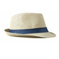 thumbnail image 5 of Byfri Straw Panama Jazz Hat Wide Brim Sun Fedora Hat for Beach Travel Beige + Blue 56-58cm, 5 of 7