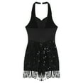 thumbnail image 6 of YONGHS Women's Jazz Dance Costume Sleeveless Sequins Fringe Bodysuit Gymnastics Leotard Black M, 6 of 7