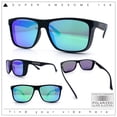 thumbnail image 2 of Mens Polarized Color Mirror Windbreaker Horn Rim Plastic Sunglasses Black - Teal Mirror, 2 of 8