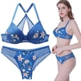 thumbnail image 2 of Conjunto de sujetador de espalda hermosa de gran tamaño Conjunto de ropa interior francesa de encaje sexy estampado para mujer, 2 of 5