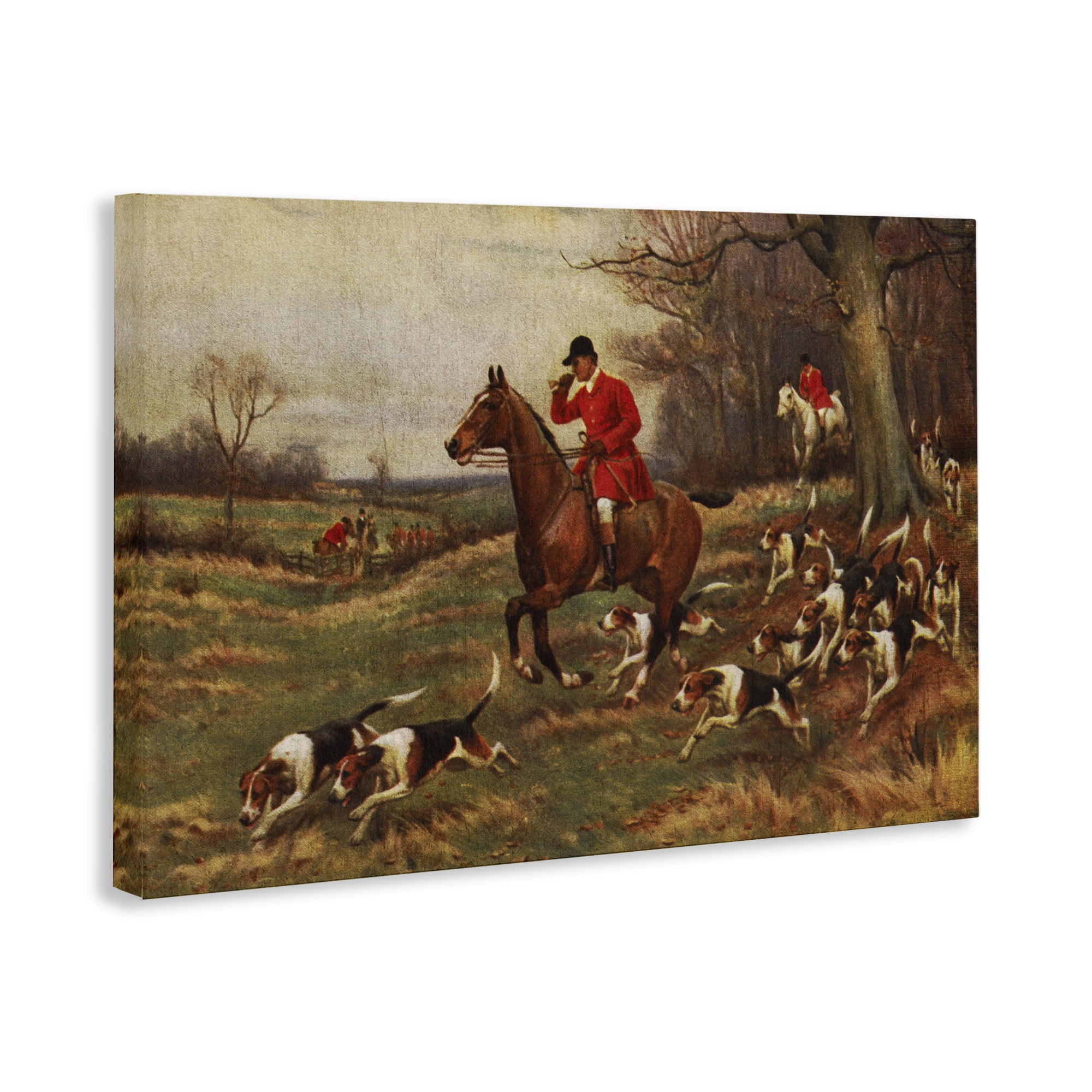 Stupell Industries Vintage Hunting Party Dogs People Painting Wrapped Canvas Art Print Wall Art, 30 x 20