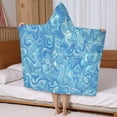 thumbnail image 5 of Blue White Tie Dye Swirl Pattern Hooded Bath Towel，50"x30" for Ages 3 To 12 Kids, Quick Dry Lightweight Soft Microfiber Hood Beach Towel Cover Up for Kids, 5 of 7