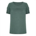thumbnail image 4 of Womens Tops Plus Size Women's Casual Solid Round Neck Pullover Short Sleeved Top, 4 of 6