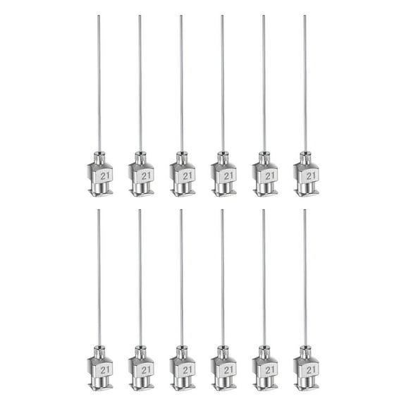 Uxcell 21G Stainless Steel Dispensing Needles, 1 1/2" Glue Needle Tube Blunt Tip 12 Pack