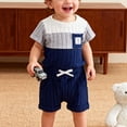 thumbnail image 5 of UngA Toddler Infant Baby Boys Summer Outfits 3 6 9 12 18 24 Months 2 3 T Boy Knit Shorts Set 2Pcs Spring Clothes Suit (Blue,9-12 Months), 5 of 7