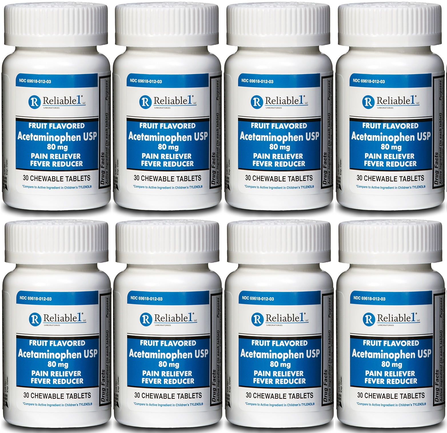 Acetaminophen 80 mg Chewable 240 Tablets Generic Tylenol Children's