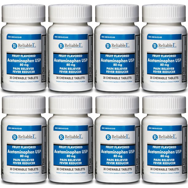 Acetaminophen 80 mg Chewable 240 Tablets Generic Tylenol Children's