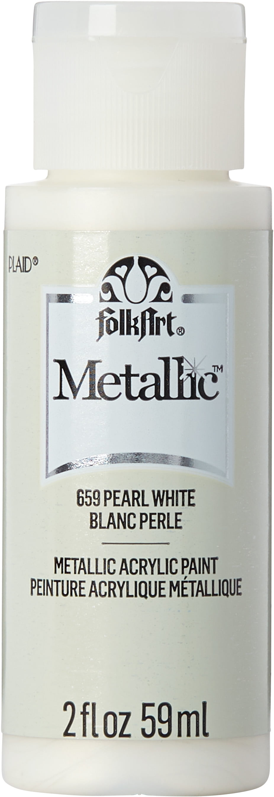 FolkArt Metallic Acrylic Craft Paint, Metallic Finish, Pearl White, 2 fl oz