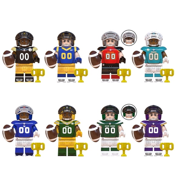 8 Pcs Action Figures Building Blocks Toys Set, Collectible 1.77 Inchs Minifigures Building Kits Awesome Nfl Gift for Kids Fans of the Character Building Toys