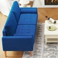 thumbnail image 3 of 68" Loveseat Sofa, Mid Century Modern Couches for Living Room, 2 Seater Couches with 2 Pillows for Bedroom Furniture, Apartment,Blue, 3 of 5