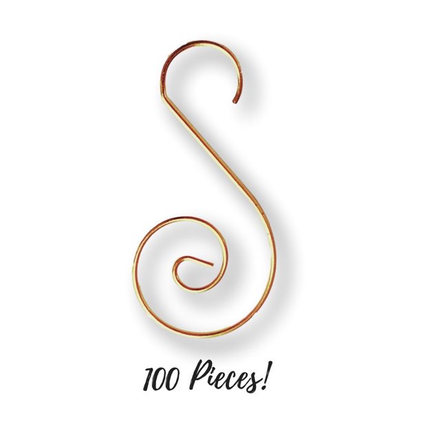 Christmas Ornament Hooks Metal Wire Hanging Hook Set/100 Gold