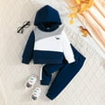 thumbnail image 2 of Kids Girls Boys Hoodie Outfits Sweatshirt Sweatpants Jogger Set Long Sleeve Soft Warm Solid Shirt Casual Tops Patchwork Spring Tracksuit, 2 of 9