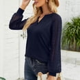 thumbnail image 5 of Womens Fashion Long Sleeve Tops Lace Lantern Sleeve Loose Casual Fall V Neck Waffle Knit Tunic Blouse Henley Shirts, 5 of 5