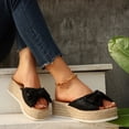 thumbnail image 6 of Xdegoge Espadrille Platform Sandals for Women Wedge Slides Slip On Peep Toe Cute Knotted Bowknot Decor Jute Sole Casual Summer Vacation Walking Footwear, 6 of 9