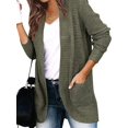 thumbnail image 3 of Women'S Long Sleeve Open Front Cardigan Chunky Knit Draped Sweaters Outwear Army Green M, 3 of 9