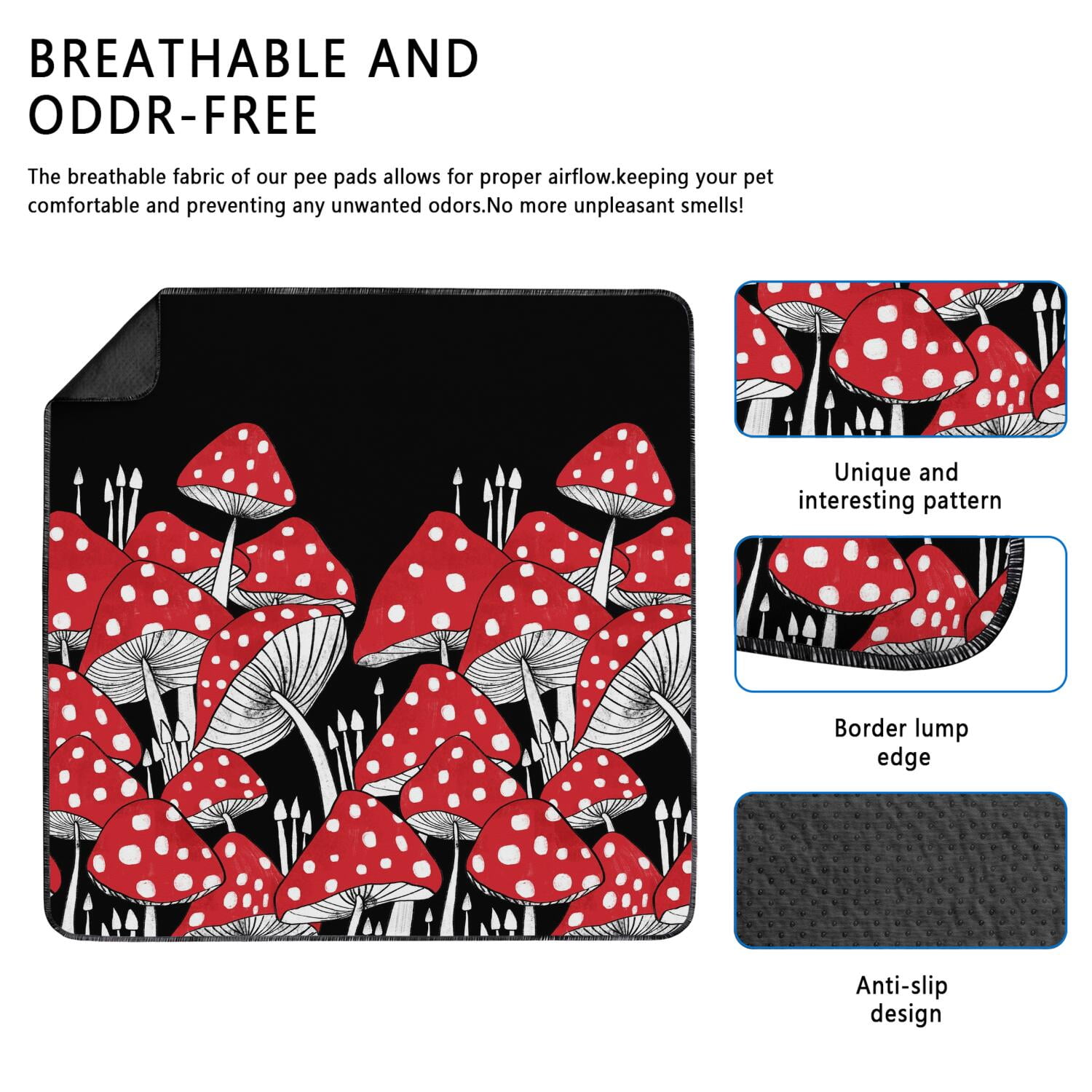 Washable Reusable Pee Pads for Dogs with Leaf Motifs, Absorbent Mat Featuring Non-Move Bottom for Puppy Training Indoors (Plant patterns, 48"x48")