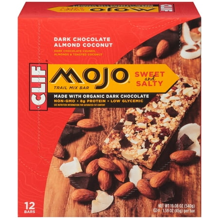 Clif Bar Mojo, Dark Chocolate Almond Coconut Trail Mix Bar, 12 Ct, 1.59 oz.