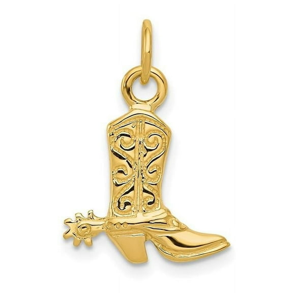 Finest Gold 14K Yellow Gold 3-D Cowboy Boot Pendant