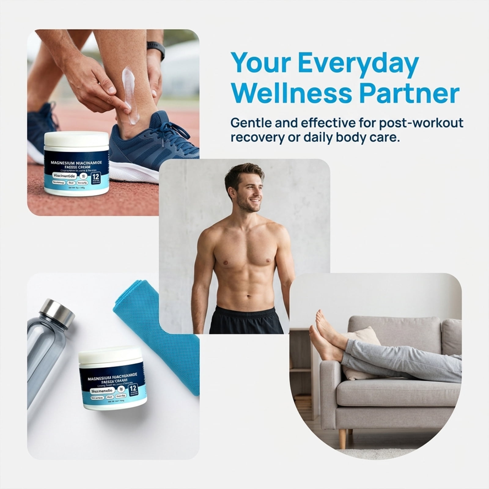 Magnesium Niacinamide Freeze Cream, Cooling Body Cream with 12 Botanicals, Non-Greasy Fast-Absorbing for Legs and Feet