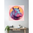 thumbnail image 2 of Pink Hippo Poster Wall Art, Modern Wall Decor For Living Room Bedroom, 17x17 UNFRAMED, 2 of 3