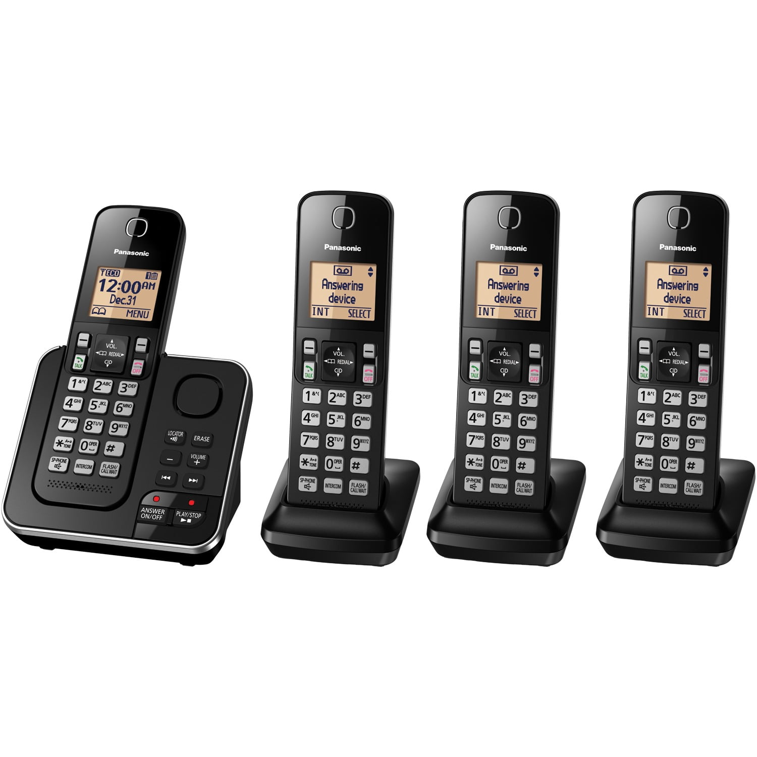 Panasonic KXTGC364B 4 Handset Expandable Cordless Phone With Answering