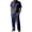 Navy, variant on LNZGNM Mens 2 Piece Cotton Linen Outfits Short Sleeve Button Down Breathable Shirts Loose Pants with Pockets Stylish Vacation Outfits,Khaki S