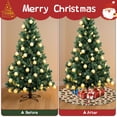 thumbnail image 4 of Christmas Tree Skirt,Beige Christmas Gift Pattern Christmas Tree Decor with Red Ribbon Ties,Round Shape,Christmas Decorations for Home 36"x36", 4 of 7