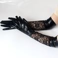 thumbnail image 3 of Guantes de moda de 2 piezas de cuero de imitación Yuyangstore largos de encaje para baile de disfraces, 3 of 8