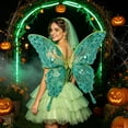 thumbnail image 3 of Halloween Butterfly Wing Costume Prop, Polyester Construction, Wearable Costume Backpiece for Halloween Party and Dress-Up Events, Indoor Display for Living Room, Bedroom, Mantel and Shelf, Green, 3 of 5
