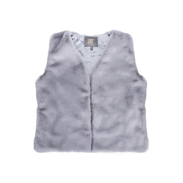Faux Rabbit Fur Vest - Grey - Medium