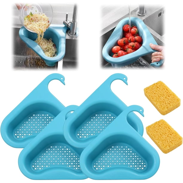 Cesta de filtro colgante para grifo, cesta de drenaje para fregadero de cocina, cesta de drenaje de cisne, filtro de fregadero triangular de cocina multifuncional, cesta de colador de fregadero de coc
