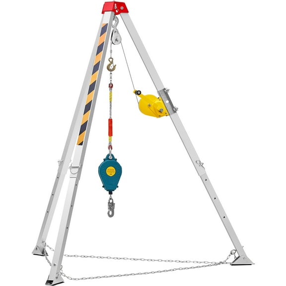 KFFKFF Limited Area Tripod Set, 7' Leg Stand and 98' Wire, 32.8' Fall Safeguard Limited Area Rescue Tripod, 1200 lbs Lifting Device, Carry Pouch