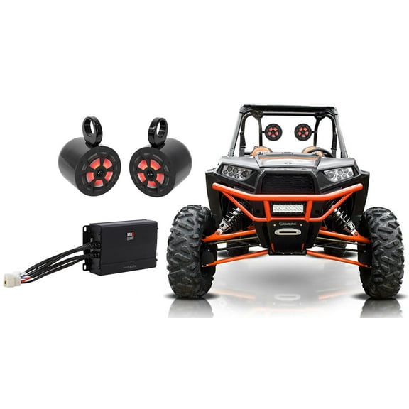 (2) Rockville RKL65MBW 6.5" Tower LED Speakers Amp For Polaris RZR/ATV/UTV/Cart