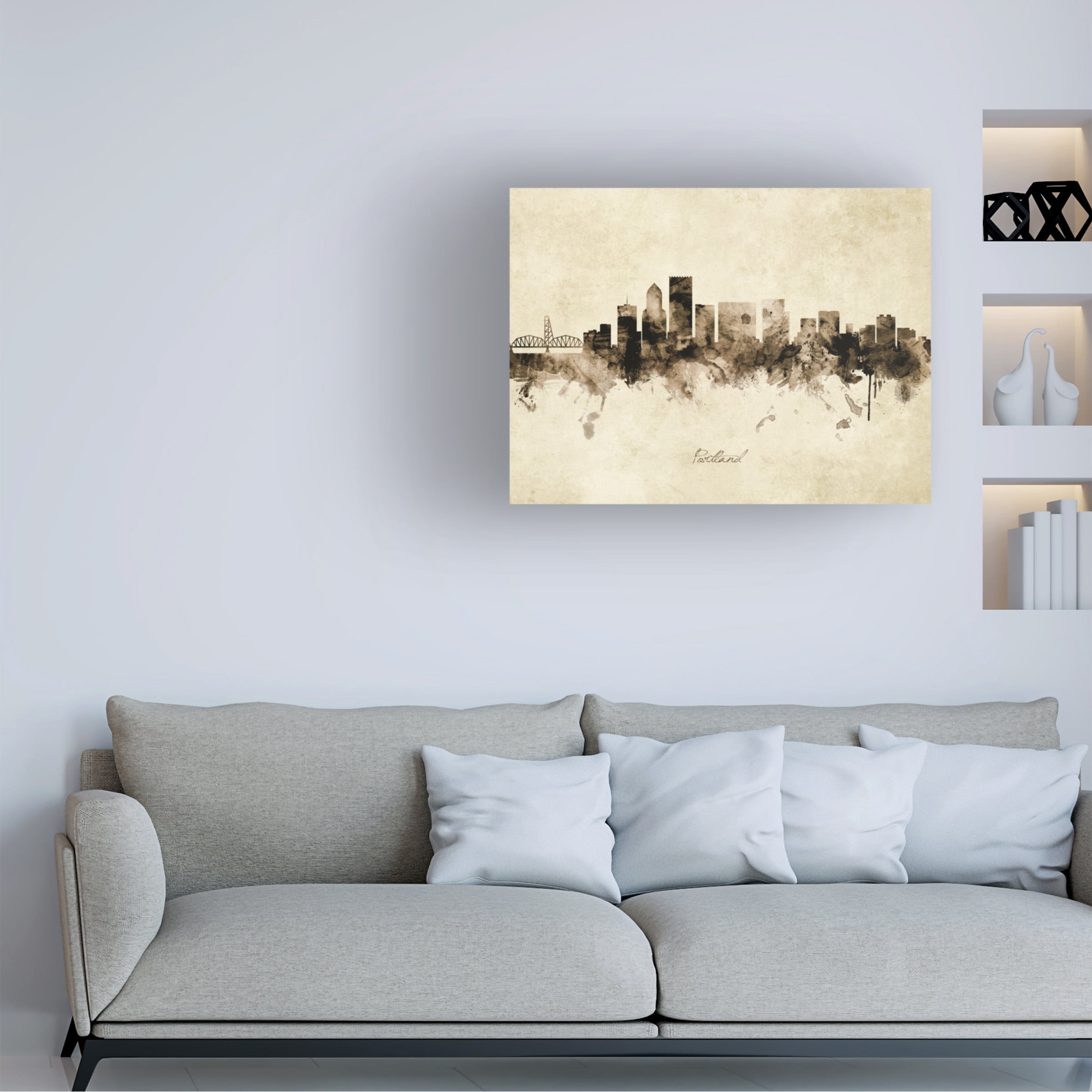 Michael Tompsett 'Portland Oregon Skyline Vintage' Canvas Art