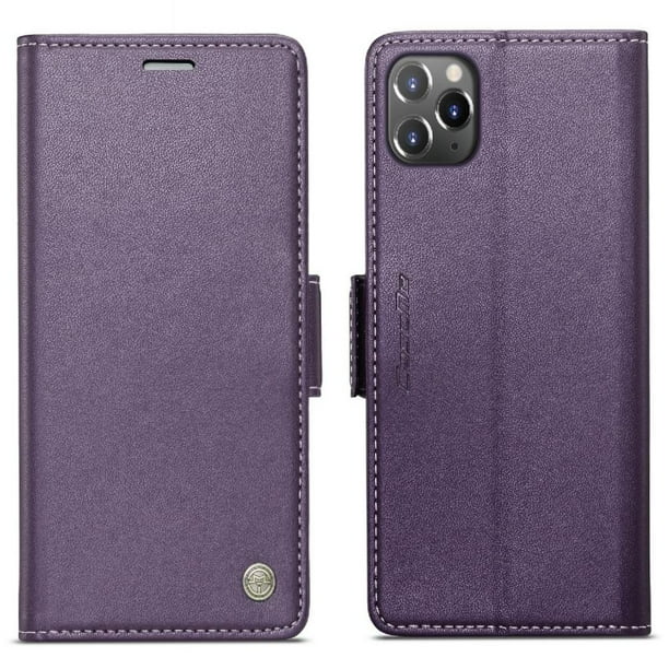 Funda tipo cartera iPhone 11 Pro Max con cierre magnético, RFID, tarjetero, soporte, carga inalámbrica