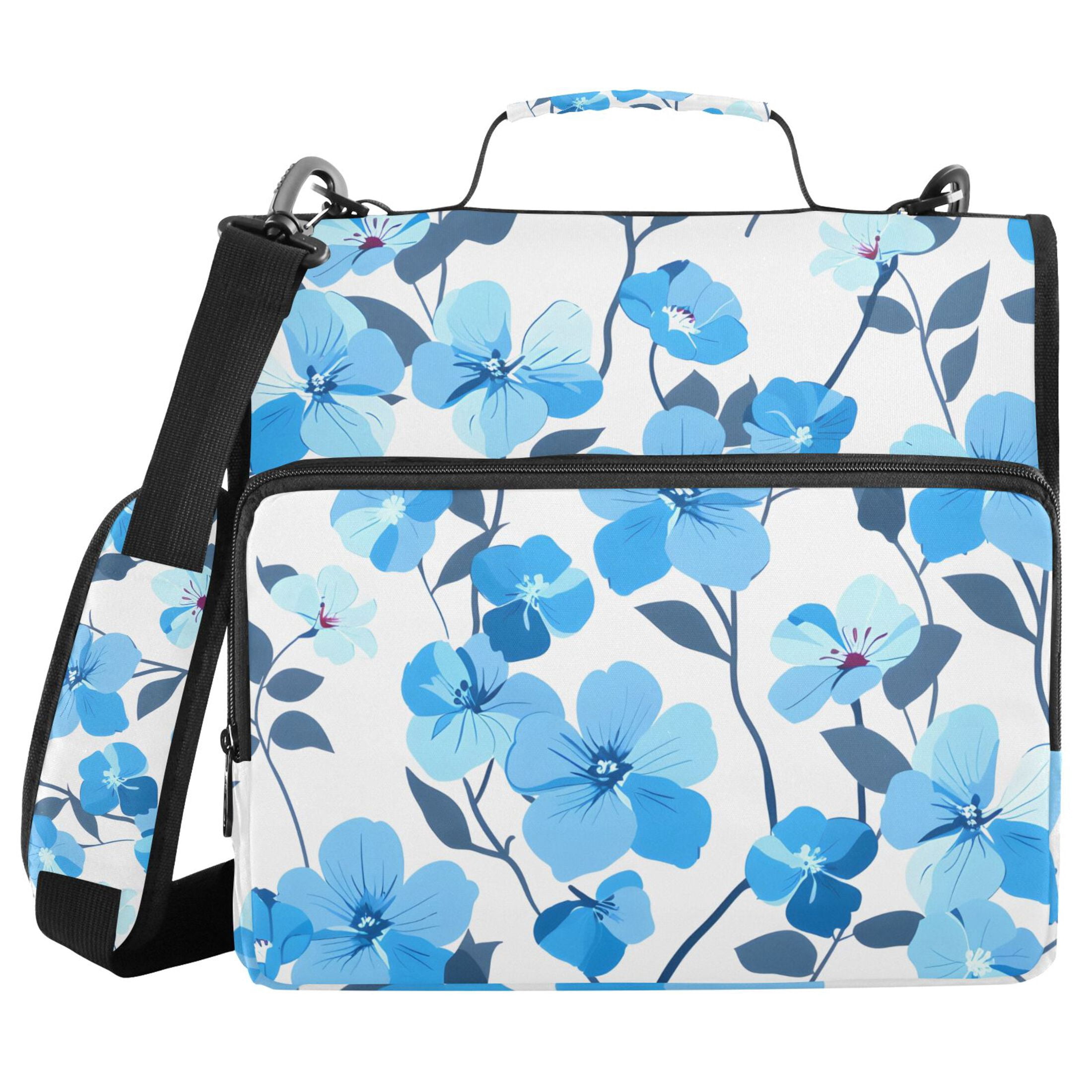 ALAZA Zipper Binder Blue Flowers 3 Ring Trapper Keeper File Folder Organizer Bag