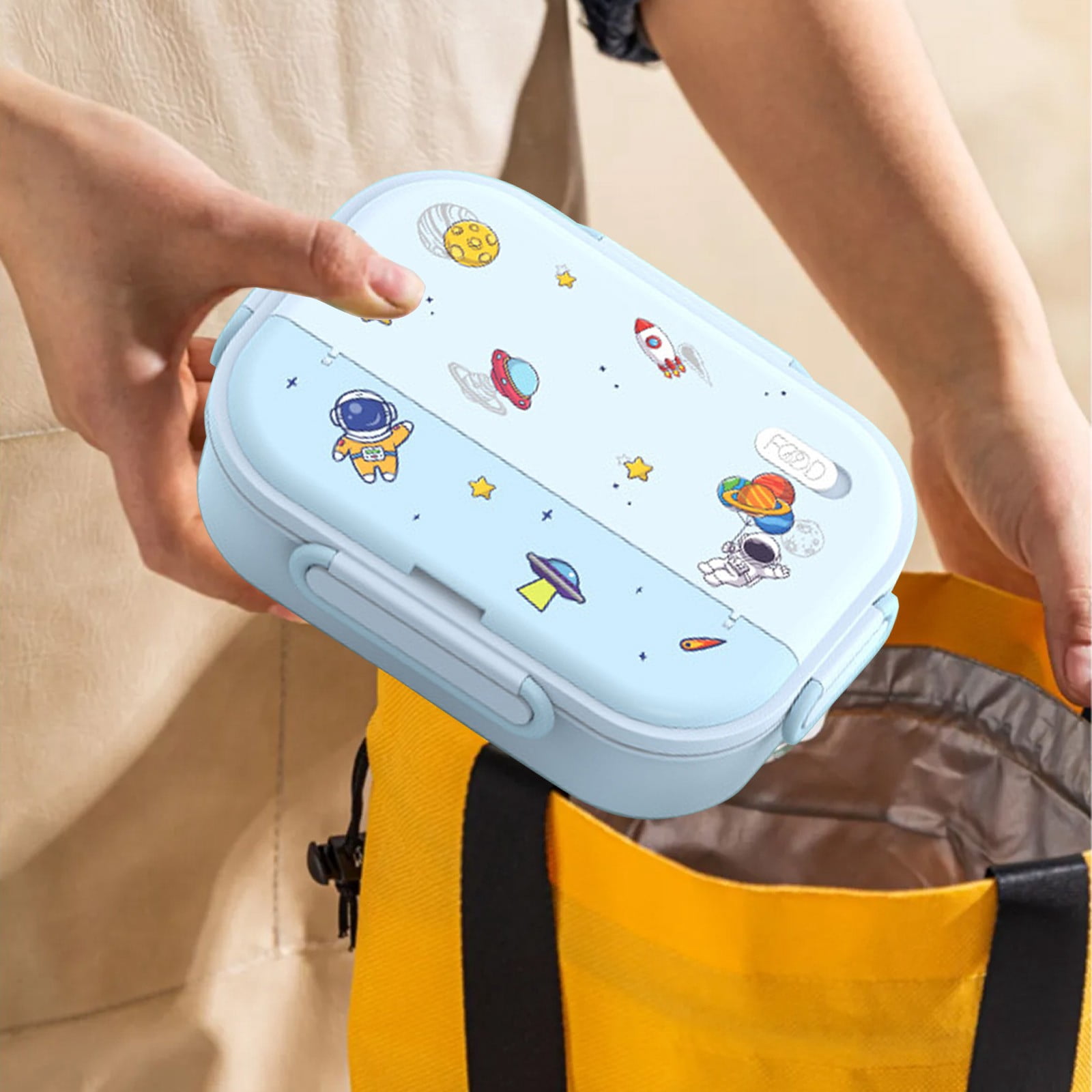 AuroraX Portable Insulated Lunch Box Containers 35 oz Freezable 4 Compartments Stainless Steel Bento Lunch Box for Men Women Blue Microwave Safe BPA-Free Food Storage Boxes for Picnic Office School